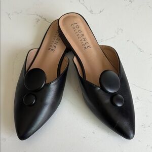 Journee Collection Black Button-Accent Mules
